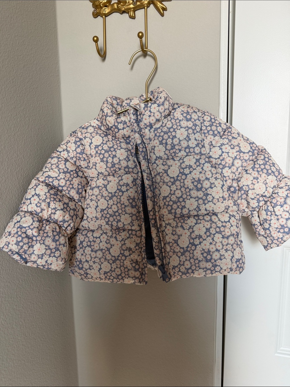 OshKosh B'gosh Floral Puff Jacket in Light Pink and Blue